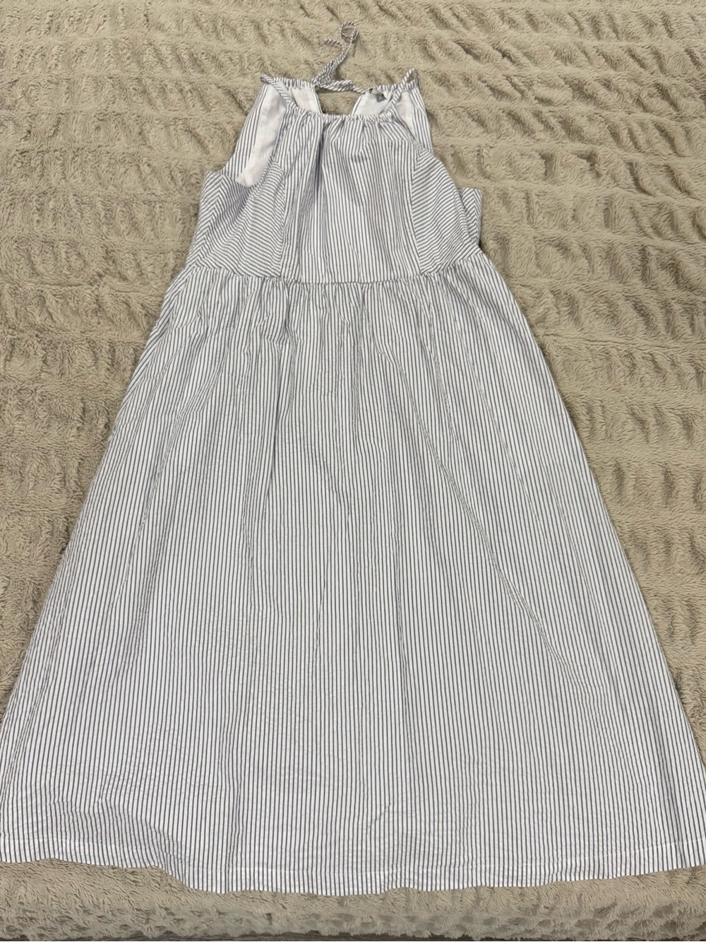 J. Crew Striped Halter Maxi Dress in White and Blue